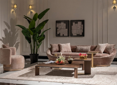 Couchgarnitur Sofagarnitur Stoffsofa Dreisitzer Sessel Beige Couch Set