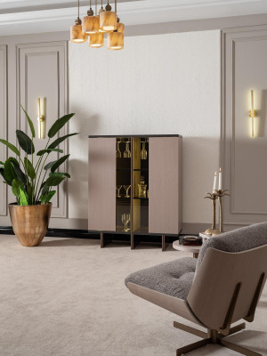 Barschrank Bar Vitrine Schrank Holz Wohnzimmer Weinschrank Modern