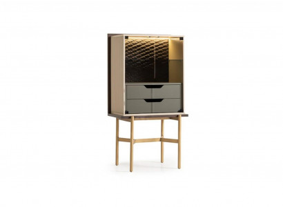 Barschrank Schrank Vitrine Bar Holz Wohnzimmer Modern Beige Luxus