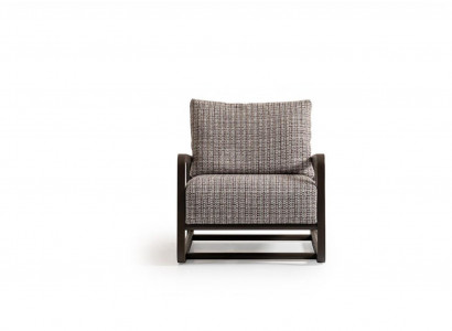 Sessel Einsitzer Sitzer Grau Holz Wohnzimmer Fernsehsessel Relaxsessel