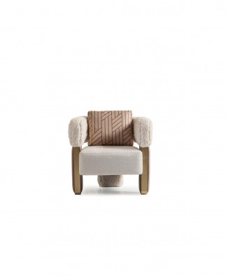 Sessel Einsitzer Clubsessel Weiß Stoff Sitz Wohnzimmer Cocktailsessel