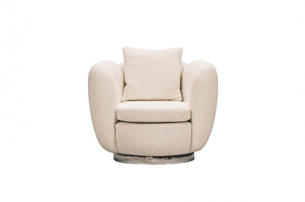 Moderne Sessel Einsitzer Sitzer Weiß Stoff Wohnzimmer Relaxsessel