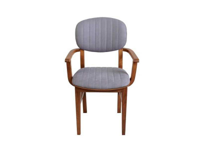 Grau Braun Holzstuhl Designer Stühle Luxus Esszimmer Armlehne Stuhl