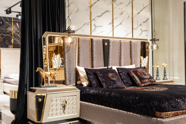 Schlafzimmer Komplett Set 3tlg Doppelbett 2x Nachttische Luxus Einrichtung