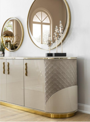Sideboard 2x Spiegel Wohnzimmer Design Luxus Möbel Konsole Lowboard Beige