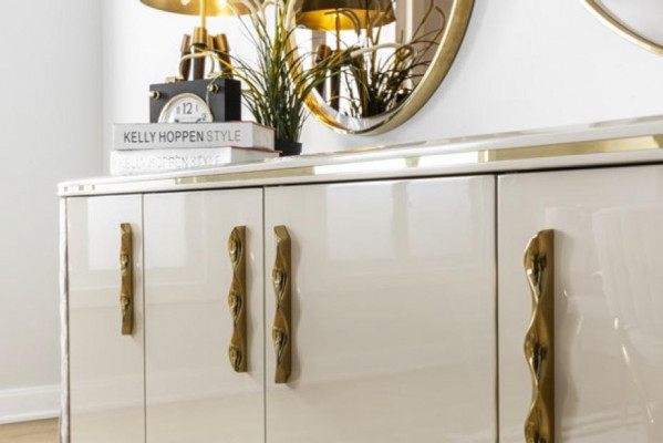 Sideboard 2x Spiegel Wohnzimmer Design Luxus Möbel Konsole Lowboard Beige