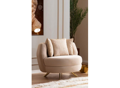 Sessel Luxus Polster Möbel Wohnzimmer Einsitzer Sessel Textil Lounge Restaurant