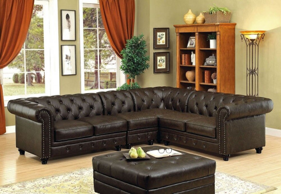 Chesterfield Ecksofa Sofa Couch Ledersofa Polster Eck Couch Garnitur Design #336