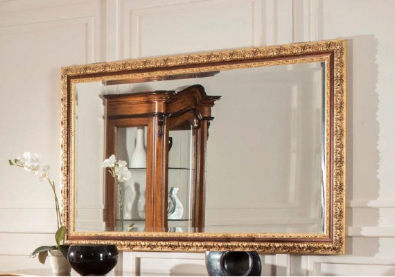 Italienische Klassischer Designer Spiegel Möbel Wandspiegel Holz Gold Möbel Neu