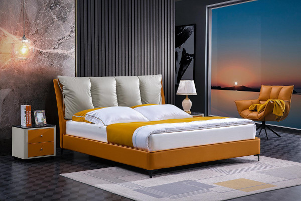 Luxus Bett Design Stoff Hotel Orange Betten Schlafzimmer Möbel Hotel Doppel Neu