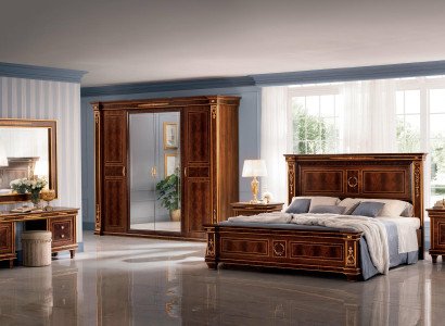 Schlafzimmer Set Bett Nachttisch Kommode Spiegel Hocker Neu 7tlg. Barock