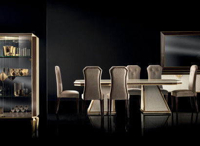 Esszimmer Set 10tlg. Garnitur Vitrine Tisch 6x Stuhl Anrichte Spiegel Möbel Holz