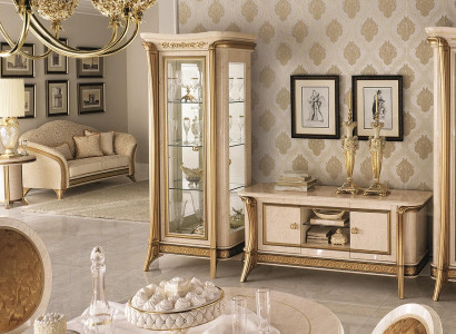 Wohnzimmermöbel Set Wohnzimmer Sideboard 2x Vitrine 3tlg. Wohnwand arredoclassic