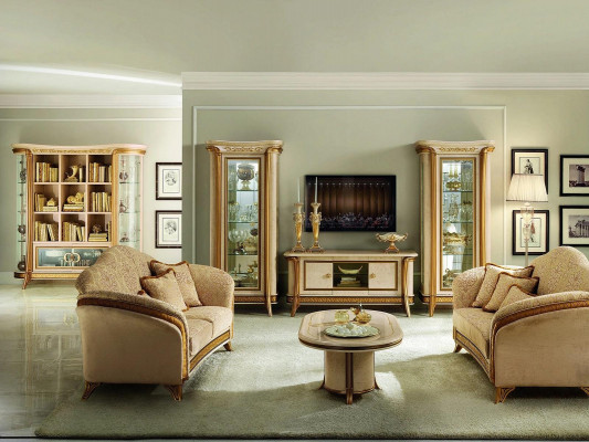 Wohnzimmer Sideboard 2x Vitrine 3tlg. Wohnwand Möbel arredoclassic Set Design