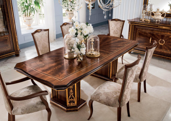 Möbel Tisch + 8x Stuhl Sets Esszimmer Garnitur Holz Komplett Barock