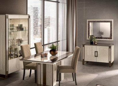 Esszimmer Set 3tlg. Esstisch Vitrine Kommode modernes Esszimmermöbel Set Italien