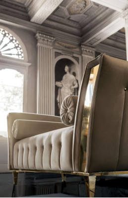 Lounge Sofa Wohnzimmer Stoff Couchen Chaiselounge Sitzpolster arredoclassic