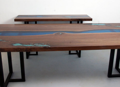 Esstisch River Table Echtes Holz Massiv Epoxidharz Tische 260x100 Neu