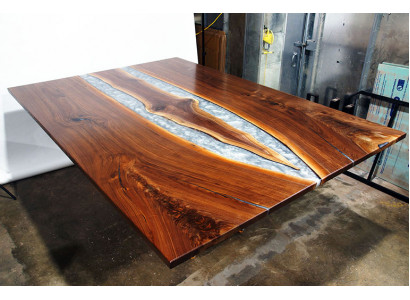 Epoxid harz esstisch echtes holz massive möbel wasserfall epoxy tisch giessharz