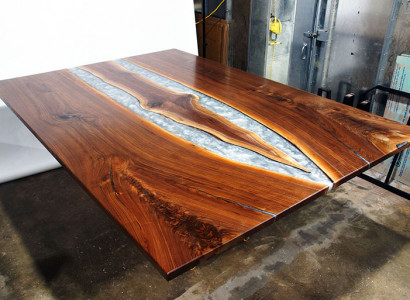 Epoxid harz esstisch echtes holz massive möbel wasserfall epoxy tisch giessharz