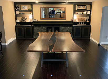 Holz massive möbel esstisch epoxid harz echtes epoxy tisch giessharz wasserfall