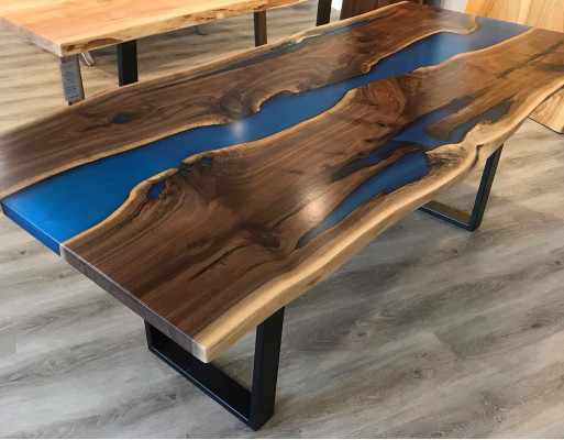 Tisch esstisch tische epoxid harz epoxy echtes holz massive design möbel 240x100