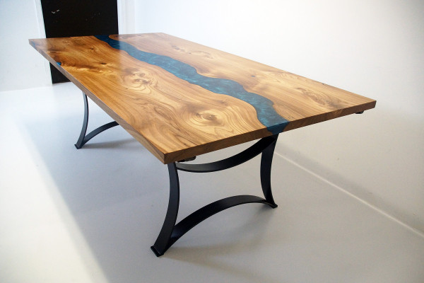 Tisch esstisch tische harz epoxy massive design möbel 240x100 echtes holz epoxid