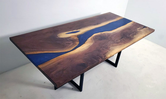 Esstisch Design Tisch Harz Moderne Tische Meer Ozean Fluss Möbel 220x90 Epoxid