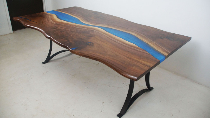 Esstisch River Table Echtes Holz Flusstisch 220x100 Massive Tische Epoxidharz