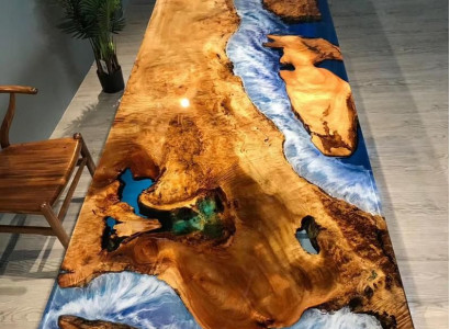 Esstisch Design Tisch Harz Moderne Tische Meer Fluss Möbel 220x90 Epoxid Ozean