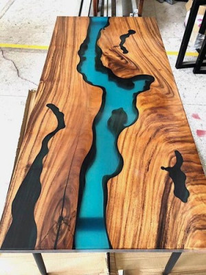 Moderne Tische Esstisch Design Tisch Harz Meer Fluss Möbel 220x90 Epoxid Ozean