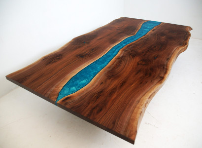 Flusstisch Esstisch River Table Massiv Deko Tische 240x100 Epoxidharz Meer