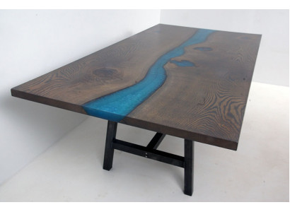 Epoxidharz Esstisch River Table Echtes Holz Massiv Tische 220x100