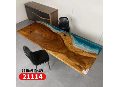 Epoxidharz Esstisch River Table Echtes Holz Massiv Tische 221x91
