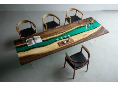 Epoxidharz Esstisch River Table Echtes Holz Massiv Tische 220x90