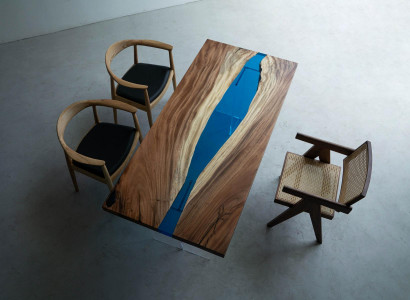 Esstisch River Table Massiv Tische 185x85cm Flusstisch Epoxidharz Meer