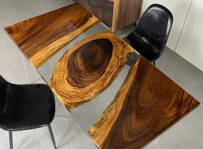 Holz Massive Möbel Esstisch Epoxid Harz Echtes Epoxy Tisch Giessharz