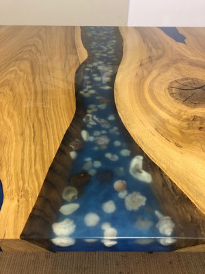 Esstisch River Table Echtes Holz Flusstisch 110x110 Massive Tische