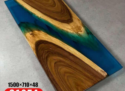 Luxus Möbel Esstisch River Echtholz Flusstisch Massiv Epoxidharz Tische