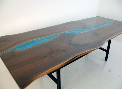 Echtes Holz Wasserfall Tisch Epoxid Tische Harz Esstisch Epoxy Massive