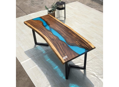 Epoxidharz Couchtisch River Table Echtes Holz Massiv Tische 120x60