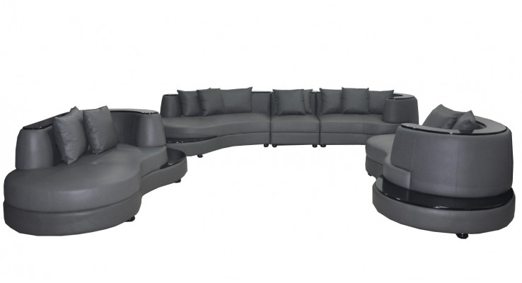 Luxus Wohn Eck Leder Deko Garnitur Landschaft Polster Ecke XXL Big Sofa