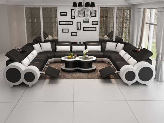 Ledersofa Couch Wohnlandschaft Ecksofa Eck Garnitur Design Modern Sofa G8035B