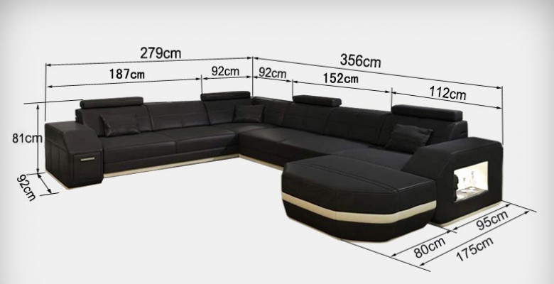 Leder Sofa Couch Polster Eck Sitz Garnitur Wohnlandschaft U Form couchen +USB