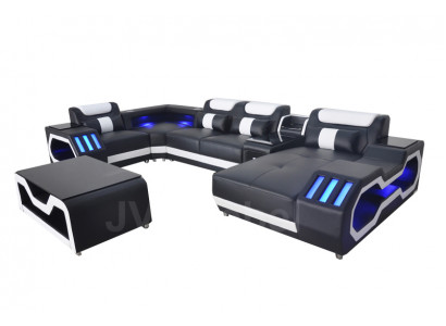 Leder Sofa Eck Garnitur Design Modern Wohnlandschaft Couchtisch U Form G8046 Neu