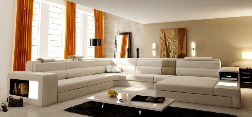 Design Leder Polster Ecke Leder Sitz Sofa USB Polster Eck Wohn Landschaft Zimmer