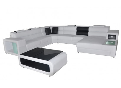 Design Leder Polster Ecke Leder Sitz Sofa Polster Eck Wohn Landschaft Zimmer Neu