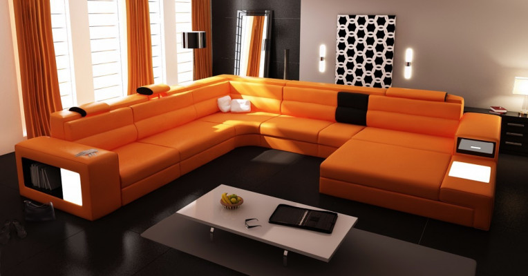 Design Leder Polster Ecke Leder Sitz Sofa Polster Eck Wohn Landschaft Zimmer Neu