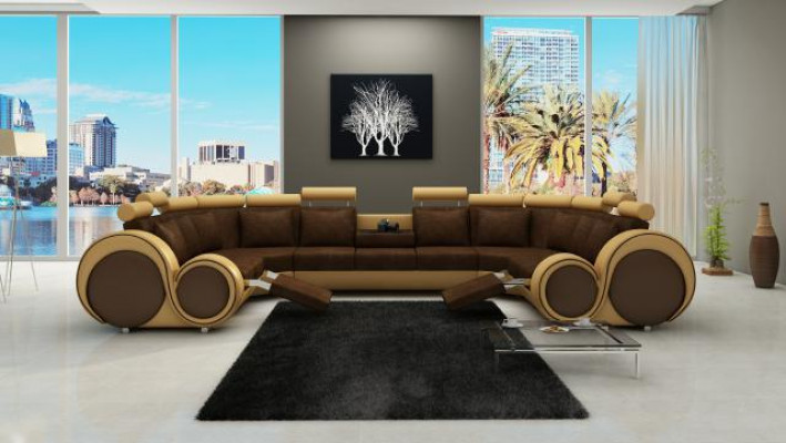 Ecksofa Wohnlandschaft Polster Couch Sitz Eck Garnitur Textil Leder Stoff XXL