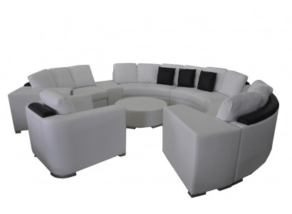 Runde Sofa Couch Polster XXL Big Rund Couchen Wohnlandschaft Sessel Puff + USB